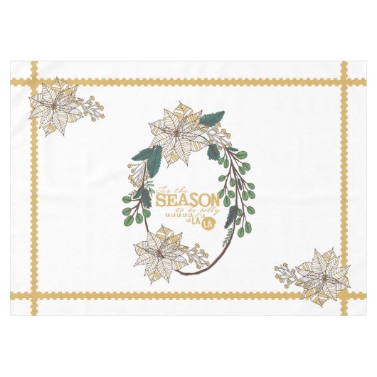 Gold Poinsettia C'est la saison de vacances nappes (Devant (Horizontal))