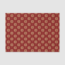 Gold Poinsettia Pattern op Red Tissuepapier