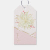 Gold Poinsettia Trendy Script Pink Happy Holiday Cadeaulabel (Achterkant)