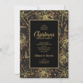 Gold Poinsettias Floral Invitations de Noël (Devant)