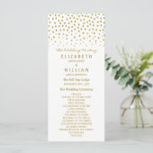 Gold Polka Dot - Blanc & Or - Programme de mariage (Debout devant)