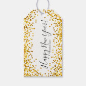 Gold Polka Dot Confetti Happy New Year Gift Labels Cadeaulabel (Voorkant)