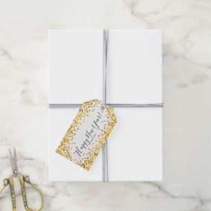 Gold Polka Dot Confetti Happy New Year Gift Labels Cadeaulabel