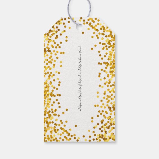 Gold Polka Dot Confetti Happy New Year Gift Labels Cadeaulabel (Achterkant)