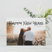 Gold Polka Dot heureux Carte photo du Nouvel An (Debout devant)