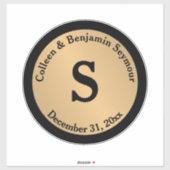 Gold Polka Dot Monogram Op maat gesneden bruiloft Sticker (Vel)