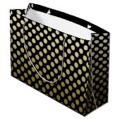 Gold Polka Dot op Black Large Cadeautasje (Achterkant Gekanteld)