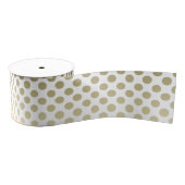 Gold Polka Dot op wit Grosgrain Lint (Spoel)