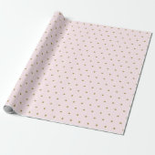 Gold Polka Dot Pattern Blush Pink Cadeaupapier (Uitgerold)