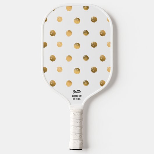 Gold Polka Dot Pattern White - aangepaste tekst Pickleball Paddle (Achterkant)
