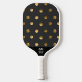 Gold Polka Dot Pattern White - aangepaste tekst Pickleball Paddle (Voorkant)