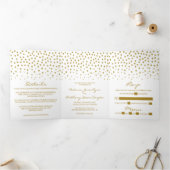 Gold Polka Dot Wedding Suite Drieluik Uitnodiging (Binnen)