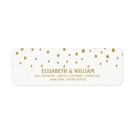 Gold Polka Dot - White & Gold - Weddenschap Etiket (Voorkant)