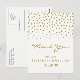 Gold Polka Dot - White & Gold - Weddenschap Hartel Briefkaart