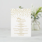 Gold Polka Dot - White & Gold - Weddenschap Menu (Staand voorkant)