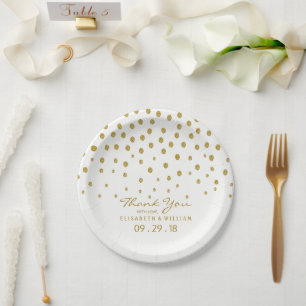 Gold Polka Dot - White & Gold - Weddenschap Papieren Bordje