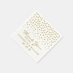 Gold Polka Dot - White & Gold - Weddenschap Servetten