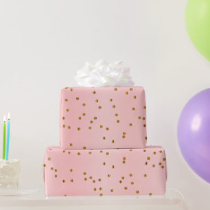 Gold Polka Dots and Pink Satin Cadeaupapier