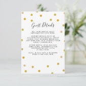 Gold Polka Dots Bruiloft Gast Informatie Details Informatiekaartje (Staand voorkant)