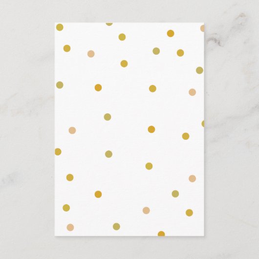 Gold Polka Dots Bruiloft Gast Informatie Details Informatiekaartje (Achterkant)