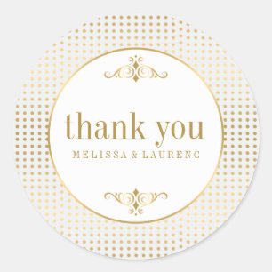 Gold Polka Dots Dank je Sticker
