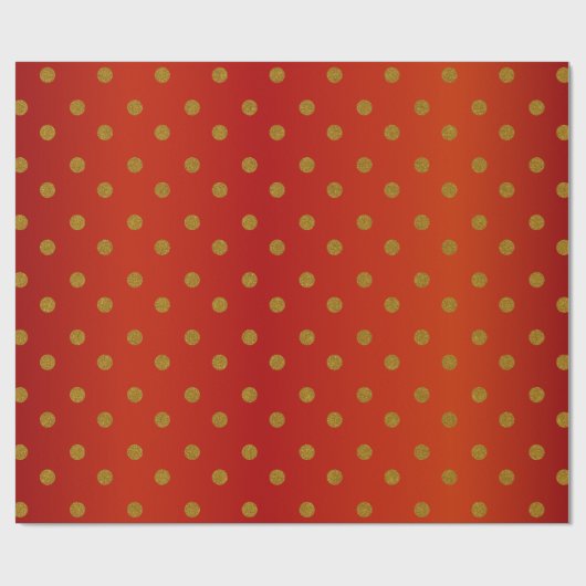 Gold Polka Dots en Deep Red Satin Cadeaupapier (Vlak)