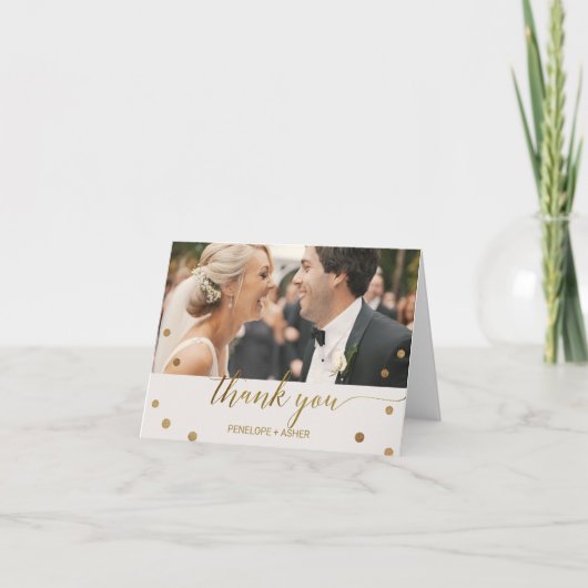 Gold Polka Dots Foto bedankt (Voorkant)