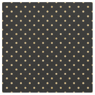 Gold Polka Dots met zwarte achtergrond Stof