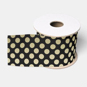 Gold Polka Dots on Black Grosgrain Lint