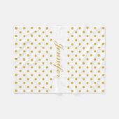 Gold Polka Dots on White Personal Name Fleece Deken (Voorkant (Horizontaal))
