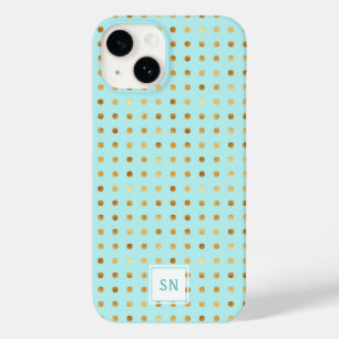 Gold Polka Dots op Mint Green Pattern Case-Mate iPhone 14 Hoesje