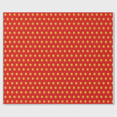 Gold Polka Dots op Red Cadeaupapier (Vlak)