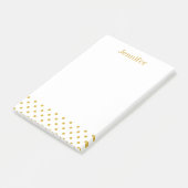 Gold Polka Dots Pattern Persoonlijke naam Post-it® Notes (Schuin)