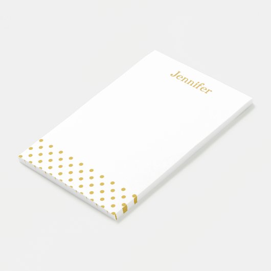 Gold Polka Dots Pattern Persoonlijke naam Post-it® Notes (Schuin)
