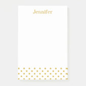 Gold Polka Dots Pattern Persoonlijke naam Post-it® Notes (Voorkant)