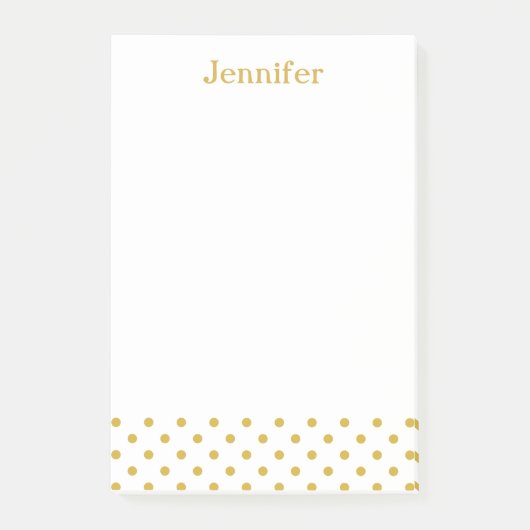 Gold Polka Dots Pattern Persoonlijke naam Post-it® Notes (Voorkant)