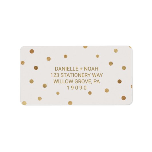 Gold Polka Dots Wedding Etiket (Voorkant)