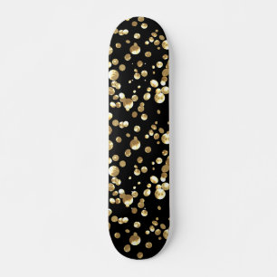 Gold polka-puntjes op een zwarte achtergrond skateboard