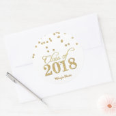 Gold Polka-stippen Glitter Class of 2018 Afstudere Ronde Sticker (Envelop)