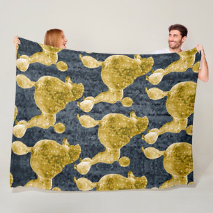 Gold Poodle Night Grey Fleece Deken