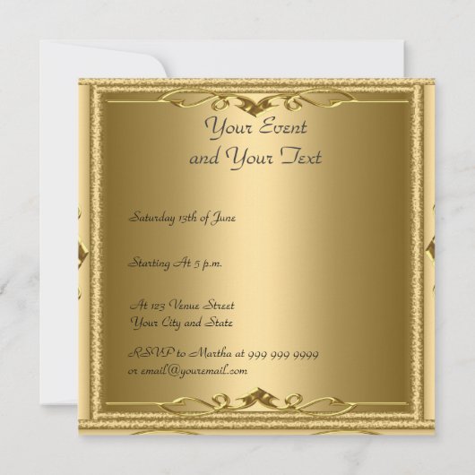 Gold populaire Stylish Party Invitation (Dos)
