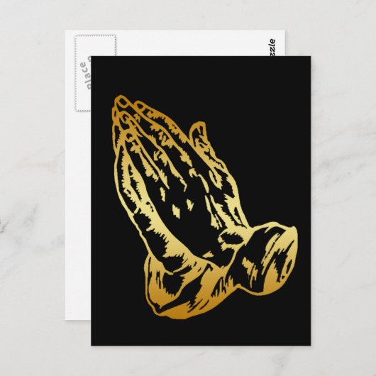 GOLD PRAYING HANDS BRIEFKAART (Voorkant / Achterkant)