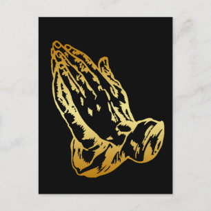 GOLD PRAYING HANDS BRIEFKAART