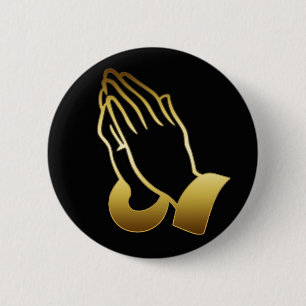 GOLD PRAYING HANDS RONDE BUTTON 5,7 CM