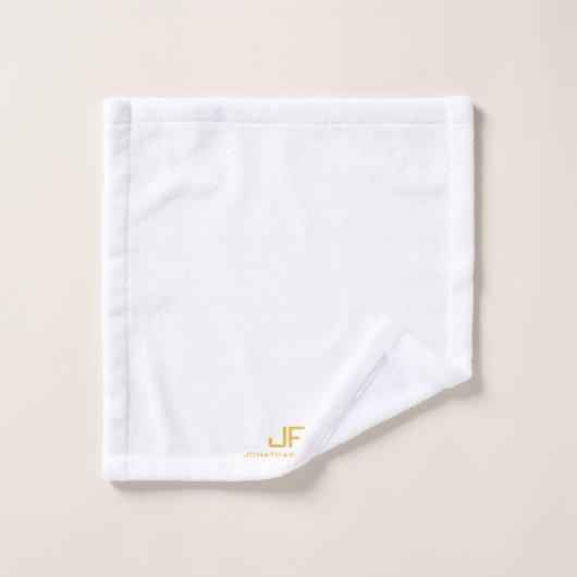 Gold Premier nom Monogramme Modèle tendance Blanc (Gant de toilette)