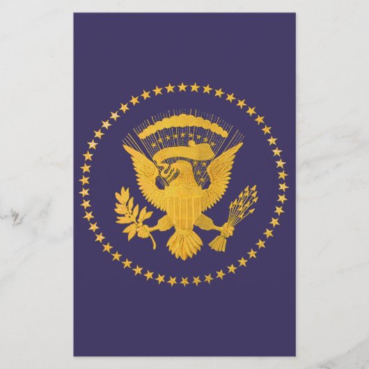 Gold Presidentiële zegel op blauwe grond Briefpapier (Voorkant)
