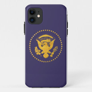Gold Presidentiële zegel op blauwe grond iPhone 11 Hoesje