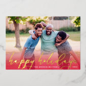 GOLD Prettige feestdagen Red Gradient kerstfoto (Voorkant)