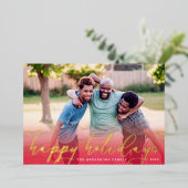 GOLD Prettige feestdagen Red Gradient kerstfoto (Staand Voorkant)