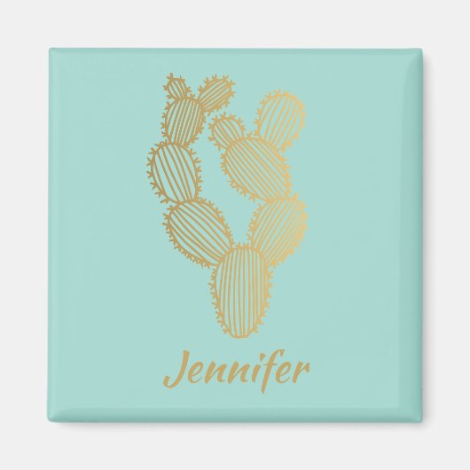 Gold Prickly Cactus Doodle-gepersonaliseerd Magneet (Voorkant)